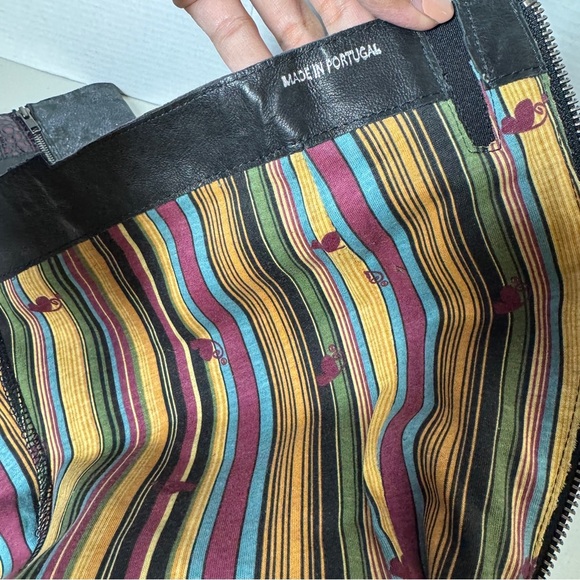 Anthropologie Felmini Black Leather Block Heel Red Detail Tall Boots Size 39 - Picture 13 of 16